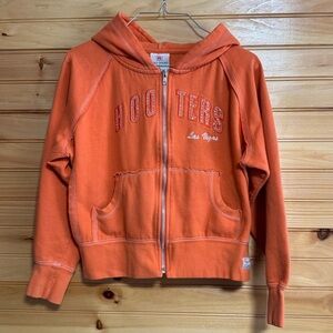 Rag Wear Hooters Las Vegas Cropped Zip Up Orange Hoodie Medium